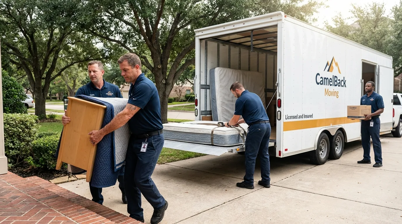 Crew loading residential truck for cross-state move from Augusta, KS